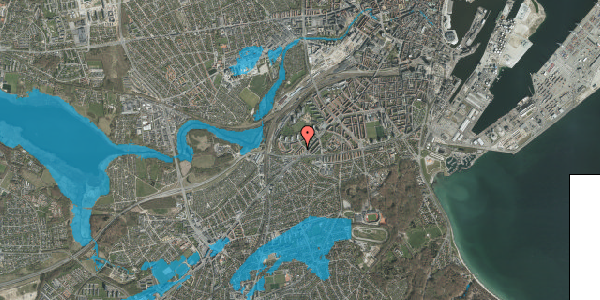 Oversvømmelsesrisiko fra vandløb på Tøndergade 89, st. tv, 8000 Aarhus C