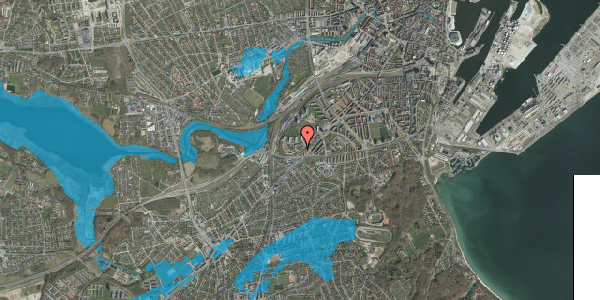 Oversvømmelsesrisiko fra vandløb på Tøndergade 90, st. tv, 8000 Aarhus C