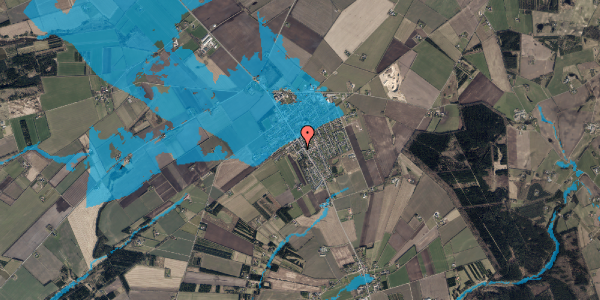 Oversvømmelsesrisiko fra vandløb på Havrevænget 2, 7470 Karup J