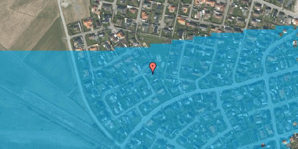 Oversvømmelsesrisiko fra vandløb på Kornblomstvej 28, 9970 Strandby