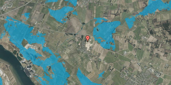 Oversvømmelsesrisiko fra vandløb på Nøddevej 76, 9310 Vodskov
