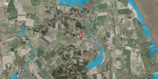 Oversvømmelsesrisiko fra vandløb på Elmesvinget 9, 9574 Bælum