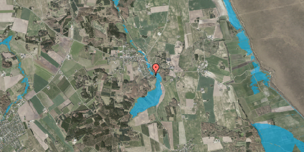 Oversvømmelsesrisiko fra vandløb på Lindevej 1, 9574 Bælum