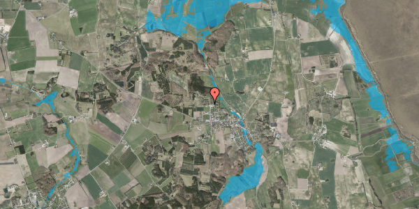 Oversvømmelsesrisiko fra vandløb på Skolevej 3, 9574 Bælum