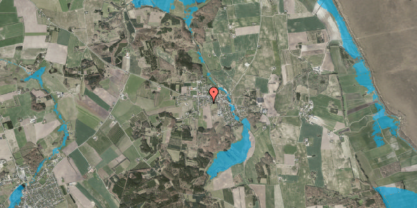 Oversvømmelsesrisiko fra vandløb på Vestre Skovvej 11, 9574 Bælum