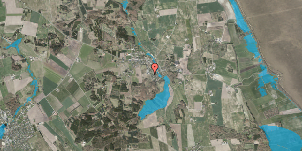 Oversvømmelsesrisiko fra vandløb på Østre Skovvej 15, 9574 Bælum