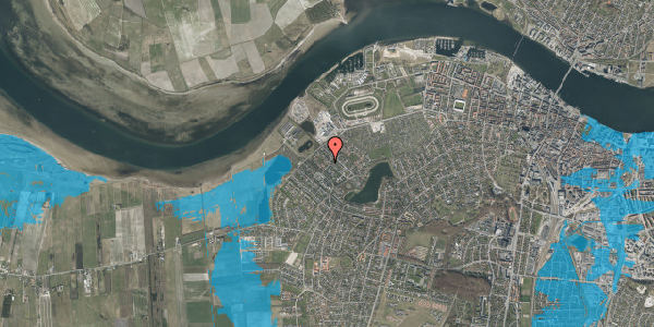 Oversvømmelsesrisiko fra vandløb på Kvædevej 12, 9000 Aalborg