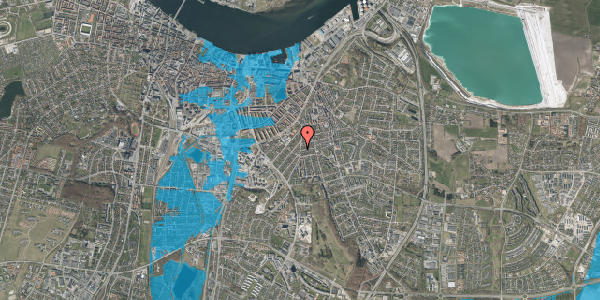 Oversvømmelsesrisiko fra vandløb på Petersborgvej 42, 9000 Aalborg
