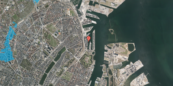 Oversvømmelsesrisiko fra vandløb på Dampfærgevej 21, 2100 København Ø