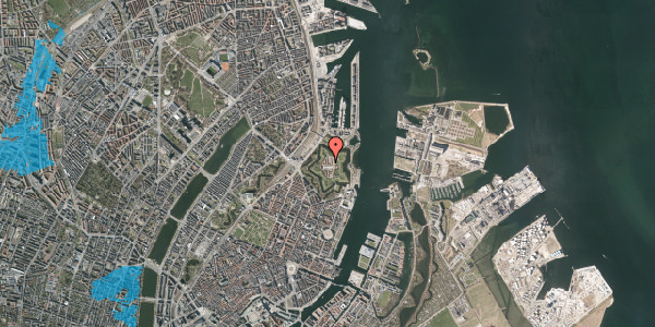Oversvømmelsesrisiko fra vandløb på Kastellet 64, 2100 København Ø