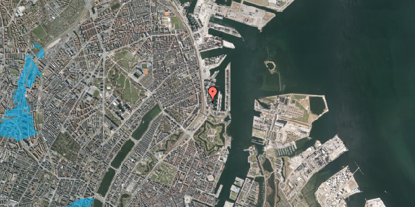 Oversvømmelsesrisiko fra vandløb på Pakhusvej 6, st. tv, 2100 København Ø
