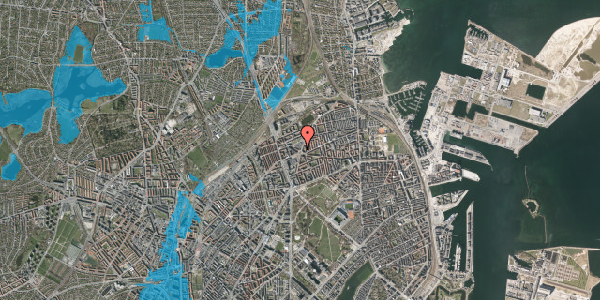 Oversvømmelsesrisiko fra vandløb på Sankt Kjelds Plads 12, st. , 2100 København Ø