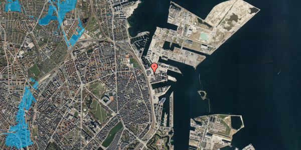 Oversvømmelsesrisiko fra vandløb på Nordhavns Plads 9, 2150 Nordhavn