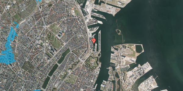 Oversvømmelsesrisiko fra vandløb på Amerika Plads 3A, 6. tv, 2100 København Ø