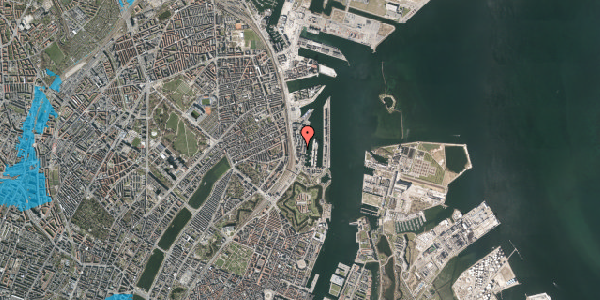 Oversvømmelsesrisiko fra vandløb på Amerika Plads 3C, 4. th, 2100 København Ø