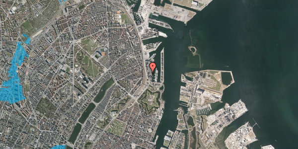 Oversvømmelsesrisiko fra vandløb på Amerika Plads 3D, 4. th, 2100 København Ø