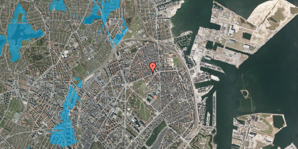 Oversvømmelsesrisiko fra vandløb på Masnedøgade 1, 4. th, 2100 København Ø