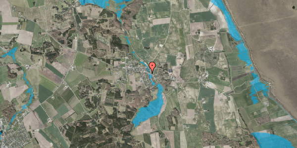 Oversvømmelsesrisiko fra vandløb på Østergade 14, 9574 Bælum