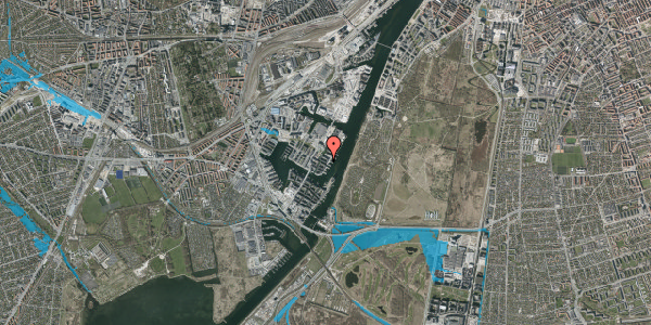 Oversvømmelsesrisiko fra vandløb på Teglholmens Østkaj 35, 2. tv, 2450 København SV