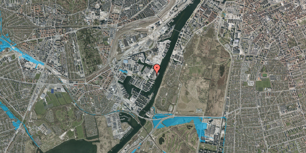 Oversvømmelsesrisiko fra vandløb på Dieselvej 34, st. tv, 2450 København SV