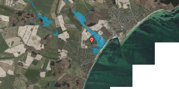 Oversvømmelsesrisiko fra vandløb på Strandhovedvej 25A, 4654 Faxe Ladeplads