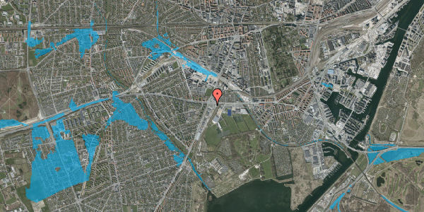 Oversvømmelsesrisiko fra vandløb på Blushøjvej 4, 2450 København SV