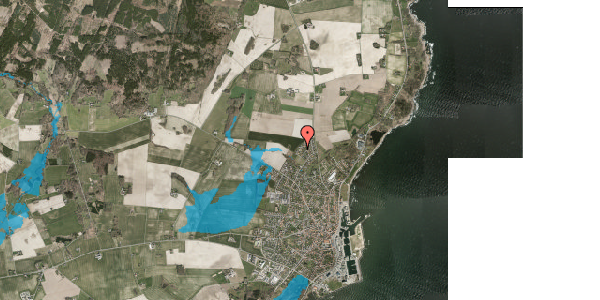 Oversvømmelsesrisiko fra vandløb på Valmuevej 13, 3730 Nexø