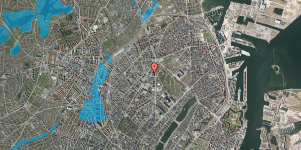 Oversvømmelsesrisiko fra vandløb på Universitetsparken 4A, 2100 København Ø