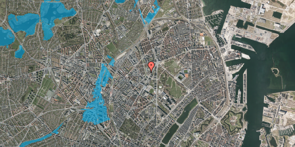Oversvømmelsesrisiko fra vandløb på Lersø Parkallé 2, st. 18, 2100 København Ø