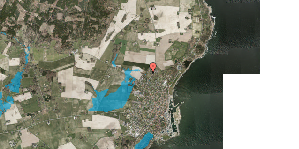 Oversvømmelsesrisiko fra vandløb på Kamillevej 1, 3730 Nexø
