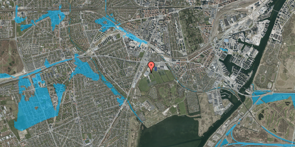Oversvømmelsesrisiko fra vandløb på Julius Andersens Vej 6, 2450 København SV
