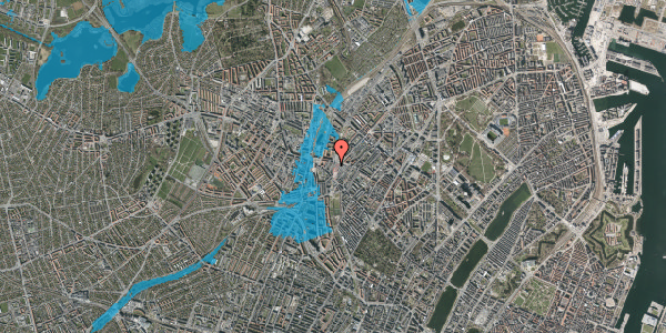 Oversvømmelsesrisiko fra vandløb på Heimdalsgade 14, 1. 4, 2200 København N