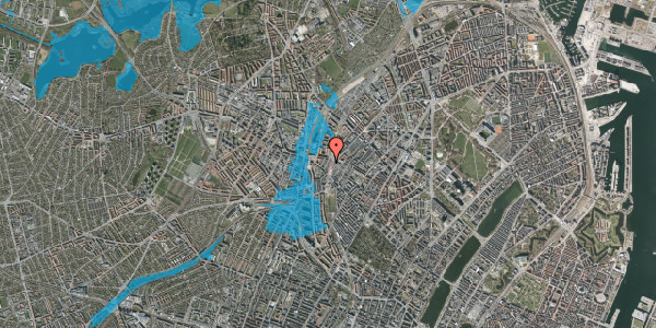 Oversvømmelsesrisiko fra vandløb på Heimdalsgade 14, 2. 3, 2200 København N