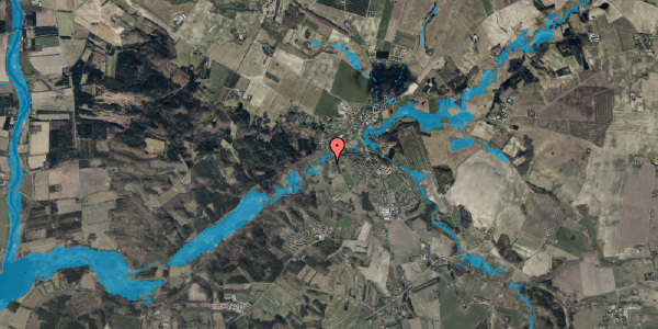 Oversvømmelsesrisiko fra vandløb på Teglværksvej 20, 8883 Gjern