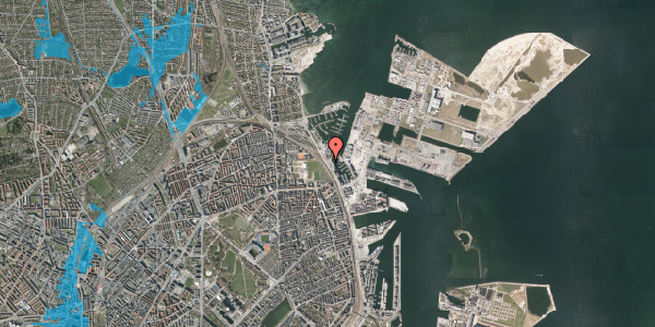 Oversvømmelsesrisiko fra vandløb på Kalkbrænderihavnsgade 34, 2100 København Ø
