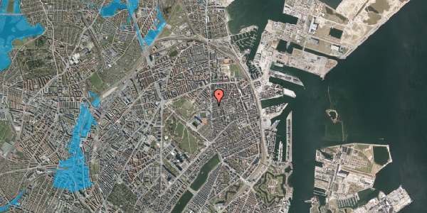 Oversvømmelsesrisiko fra vandløb på Ålborggade 4, 3. , 2100 København Ø