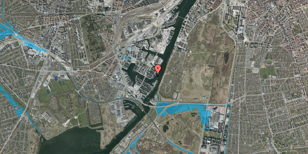 Oversvømmelsesrisiko fra vandløb på Teglholmens Østkaj 44, 2450 København SV