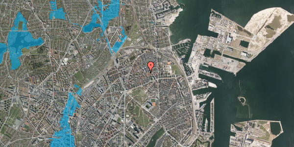 Oversvømmelsesrisiko fra vandløb på Masnedøgade 20, 2100 København Ø