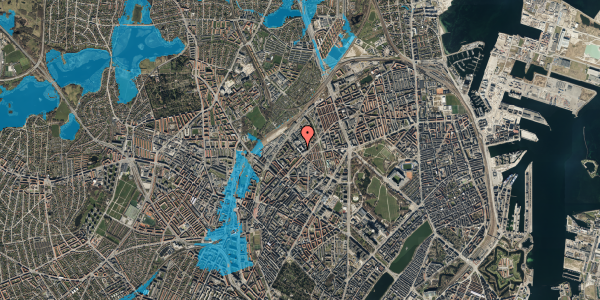 Oversvømmelsesrisiko fra vandløb på Vermundsgade 38A, 2. 18, 2100 København Ø
