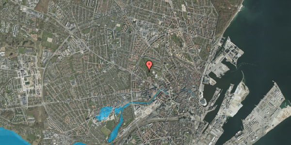 Oversvømmelsesrisiko fra vandløb på Eugen Warmings Vej 10, 8000 Aarhus C