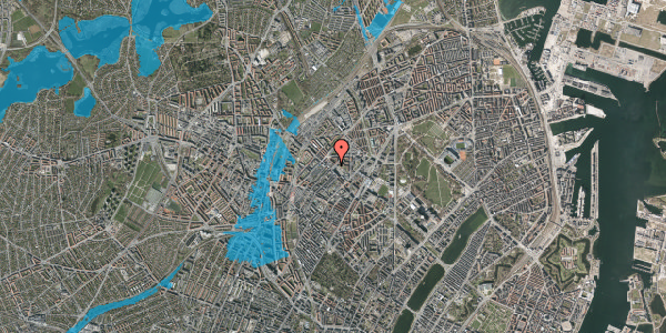 Oversvømmelsesrisiko fra vandløb på Hermodsgade 3, kl. , 2200 København N