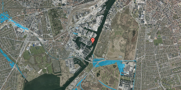 Oversvømmelsesrisiko fra vandløb på Teglholmens Østkaj 16, 2450 København SV