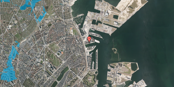 Oversvømmelsesrisiko fra vandløb på Sandkaj 11, 2150 Nordhavn