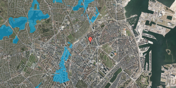 Oversvømmelsesrisiko fra vandløb på Haraldsgade 61, 2100 København Ø