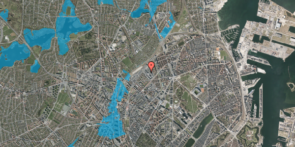 Oversvømmelsesrisiko fra vandløb på Vermundsgade 40A, 4. tv, 2100 København Ø