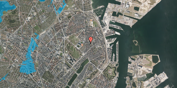 Oversvømmelsesrisiko fra vandløb på Ribegade 15, 5. tv, 2100 København Ø