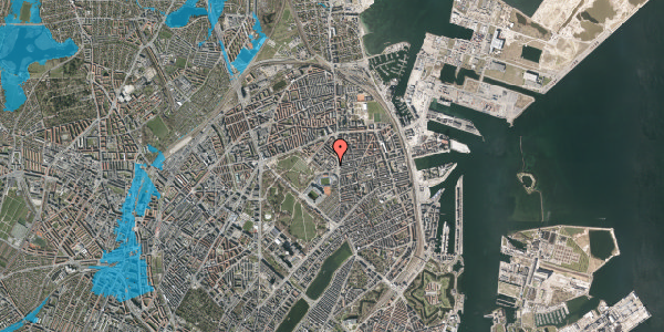 Oversvømmelsesrisiko fra vandløb på Østerfælled Torv 14B, 1. tv, 2100 København Ø