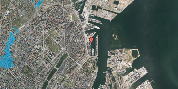 Oversvømmelsesrisiko fra vandløb på Amerika Plads 34, st. th, 2100 København Ø