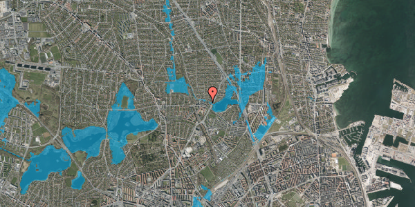 Oversvømmelsesrisiko fra vandløb på Emdrupvej 54B, 1. 108, 2400 København NV