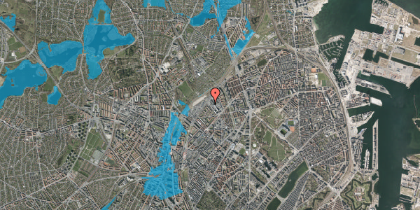 Oversvømmelsesrisiko fra vandløb på Vermundsgade 40C, 2. tv, 2100 København Ø
